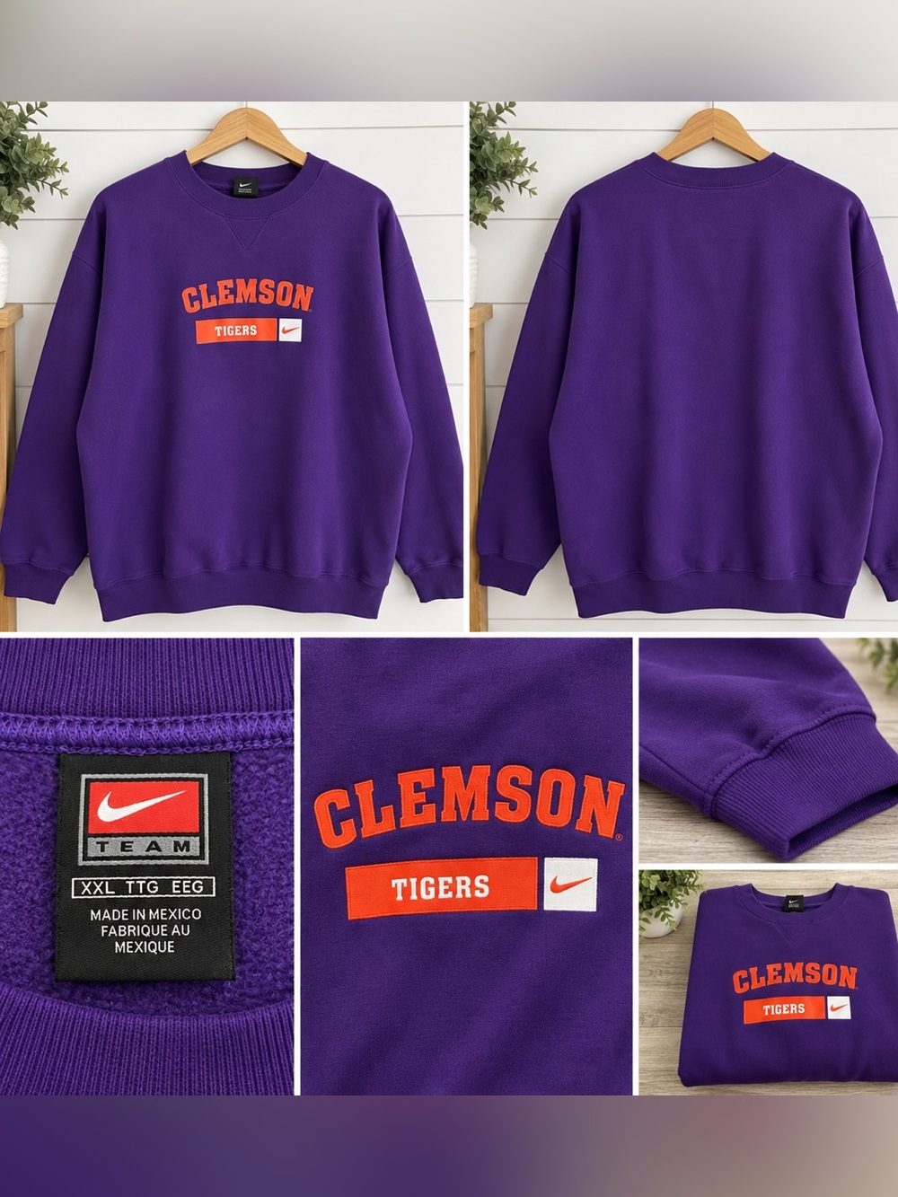 Nike Clemson Tigers Purple Crewneck Sweatshirt XXL NCAA